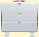 Нажмите для увеличения 3-х секционный комод Bloom Retro Dresser в цвете Coconut White. Фото: передний плана.